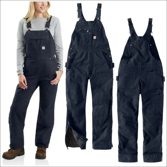 Carhartt Women's Washed Duck Insulated Quilt Lined Overalls Size M Short (104049 - Picture 1 of 9